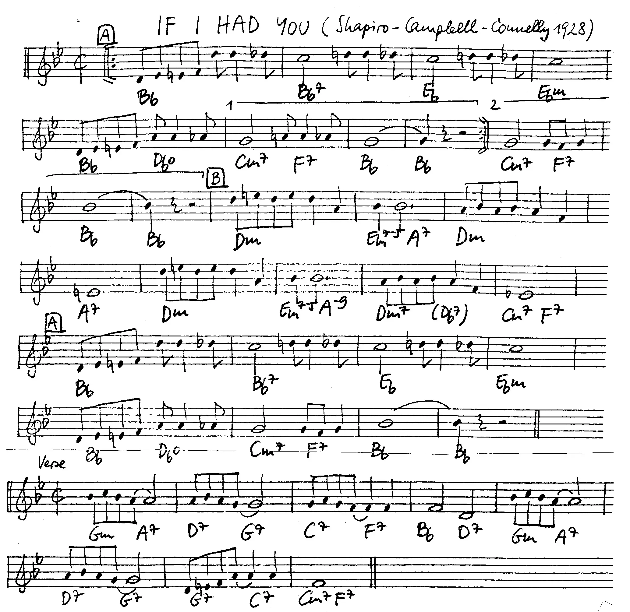 if i had you free jazz leadsheet - Courtesy of the Jungle Jazz Band